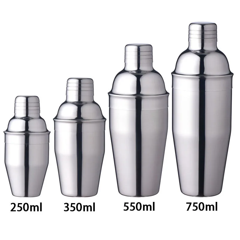 1Pcs 250/350/550/750ml Stainless Steel Cocktail Shaker Cocktail Mixer Wine Martini Drinking Boston Style Shaker Party Bar Tools