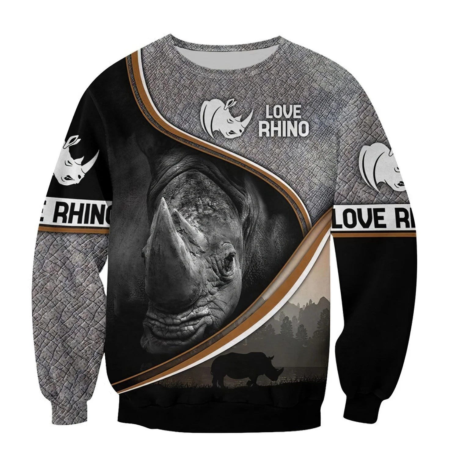 

Мужская повседневная толстовка с капюшоном Love Rhino 3D на молнии