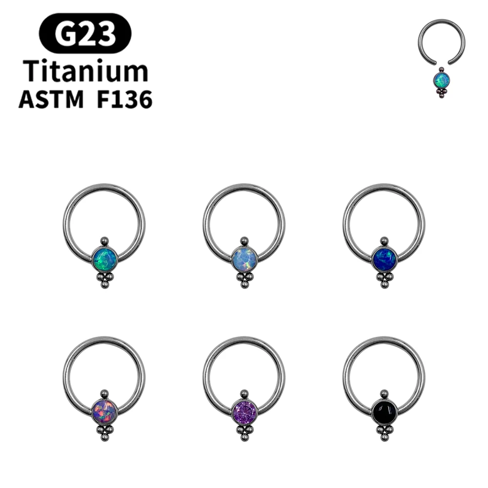 

Sunshine Opal Nose Ring G23 Titanium Metal Open Small Earrings Diaphragm Zircon Black Agate Jewelry Fashion Glamour Lady Gift