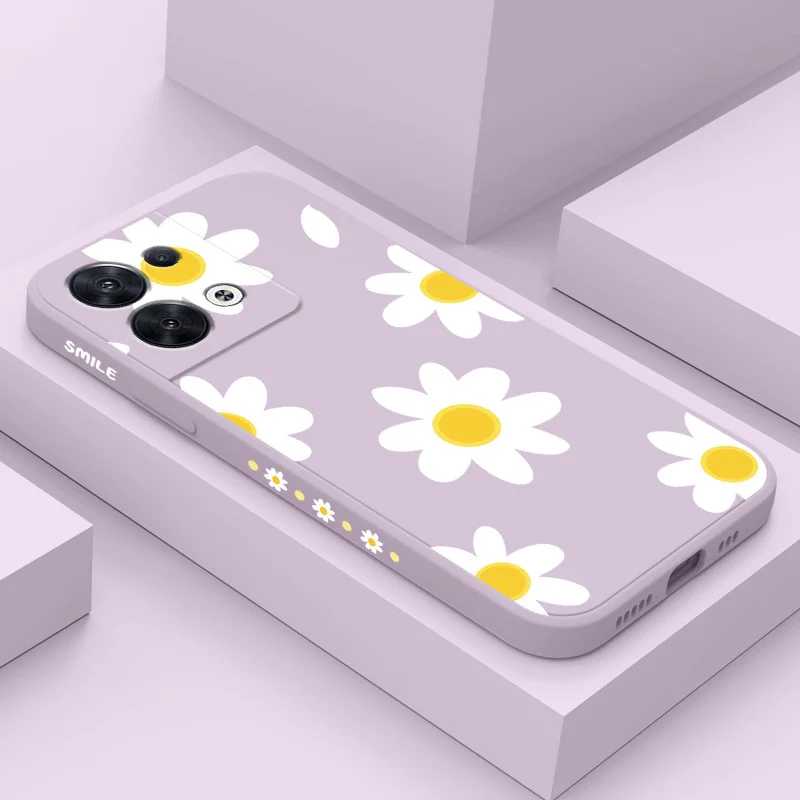 

Daisy Flowers Phone Case For OPPO Reno 8 8T 8Z 7 7Z 6 5 F19 F9 Pro 4G 5G Liquid Silicone Cover