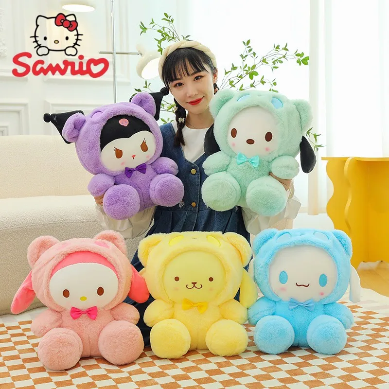 Плюшевые куклы Sanrio 30/50 см Kuromi Cinnamonroll Melody превращение в панду мягкая кукла