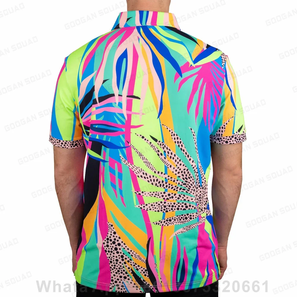 New Summer Men Golf Polo Shirts Lapel Casual Print Fashion Tops Short Sleeve Button Quick Dry Breathable Polo Shirt Clothing