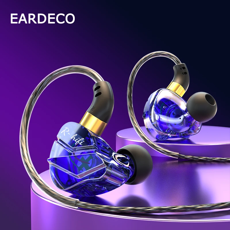 

Прозрачные наушники EARDECO, проводные наушники 3,5 мм, наушники с микрофоном, наушники-вкладыши с басами, стерео спортивная Гарнитура для игр и музыки