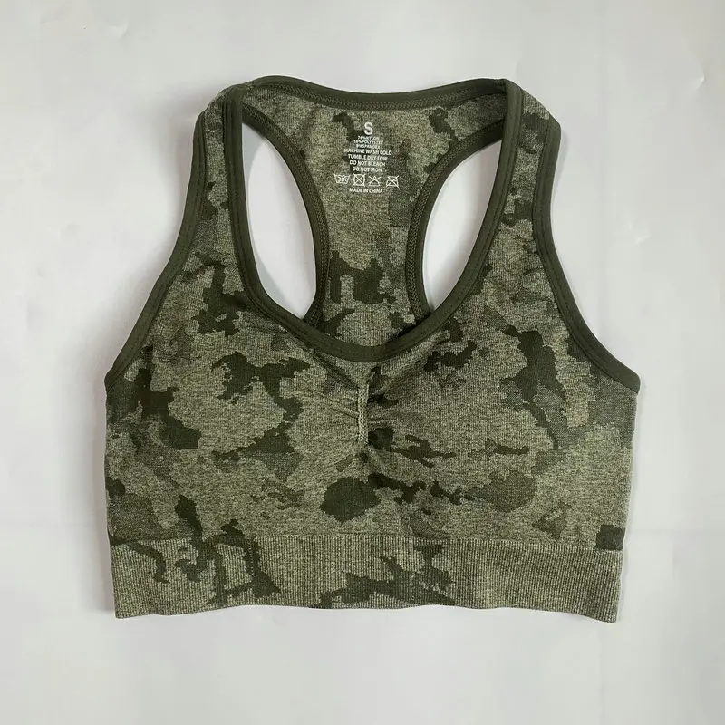 Бесшовный Камуфляжный бюстгальтер для йоги с широкими полосками - купить по