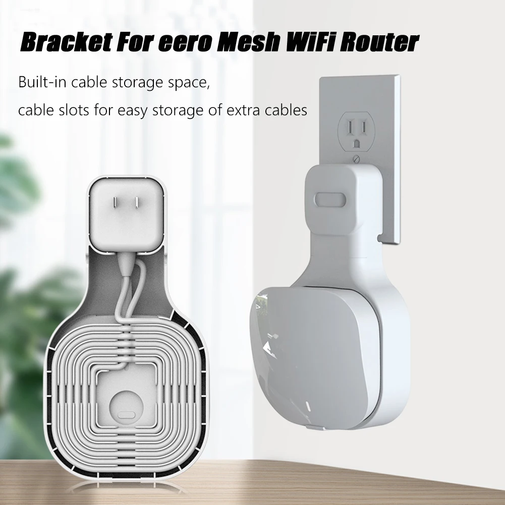 Wall Mounting WiFi Router Bracket Punch-free Wifi Router Box Stand Built-in Cable Winder Space Saving for Eero Mesh WiFi Router