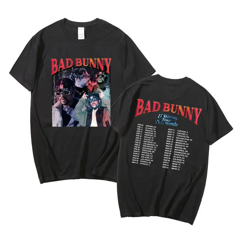 

Bad Bunny El Ulitimo Tour Del Mundo Tour 2022 Print T-shirts Men Women Hip Hop 100% Pure Cotton T Shirt Mens EU Size Tshirt Tops