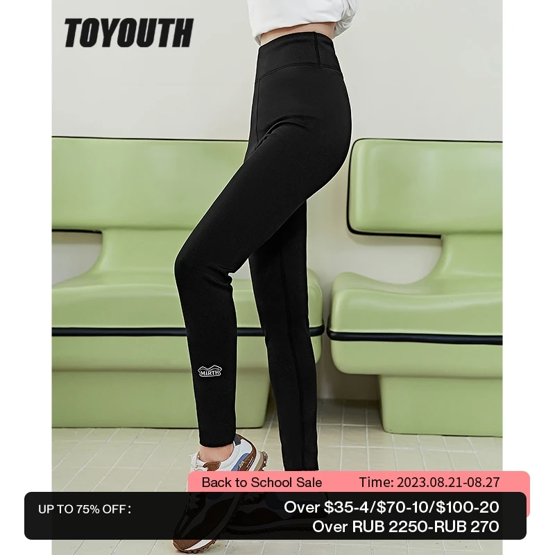 

Toyouth Women Leggings Pants 2022 Autumn Elastic Waist Skinny Hip Lift Trousers Black Cycling Yoga Sport Long Pants