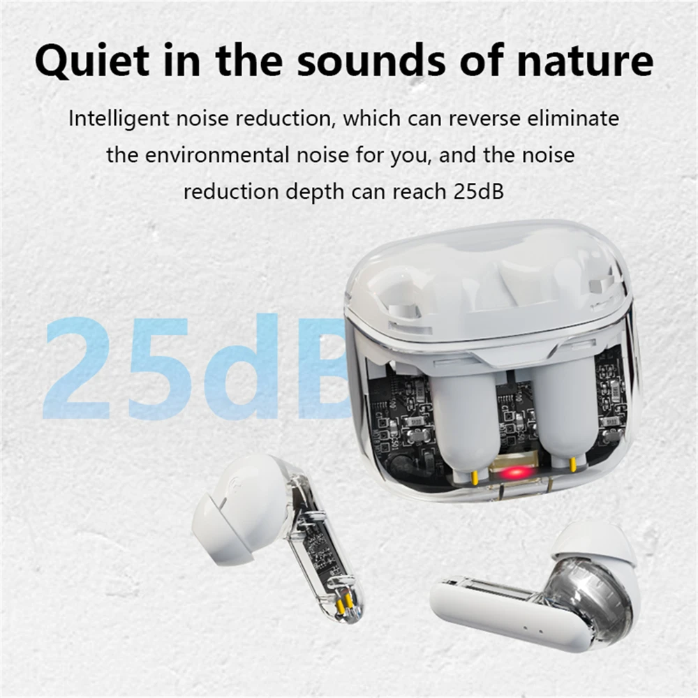 

Denoise Wireless Headphones Transparent Low Delay Headphones Kw20 Earphones Game New