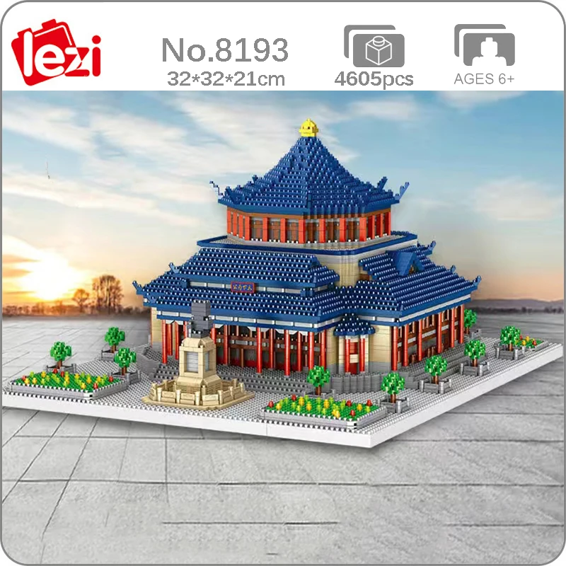 

Lezi 8193 World Architecture Sun Yat-sen Memorial Hall Statue Palace Mini Diamond Blocks Bricks Building Toy for Children no Box