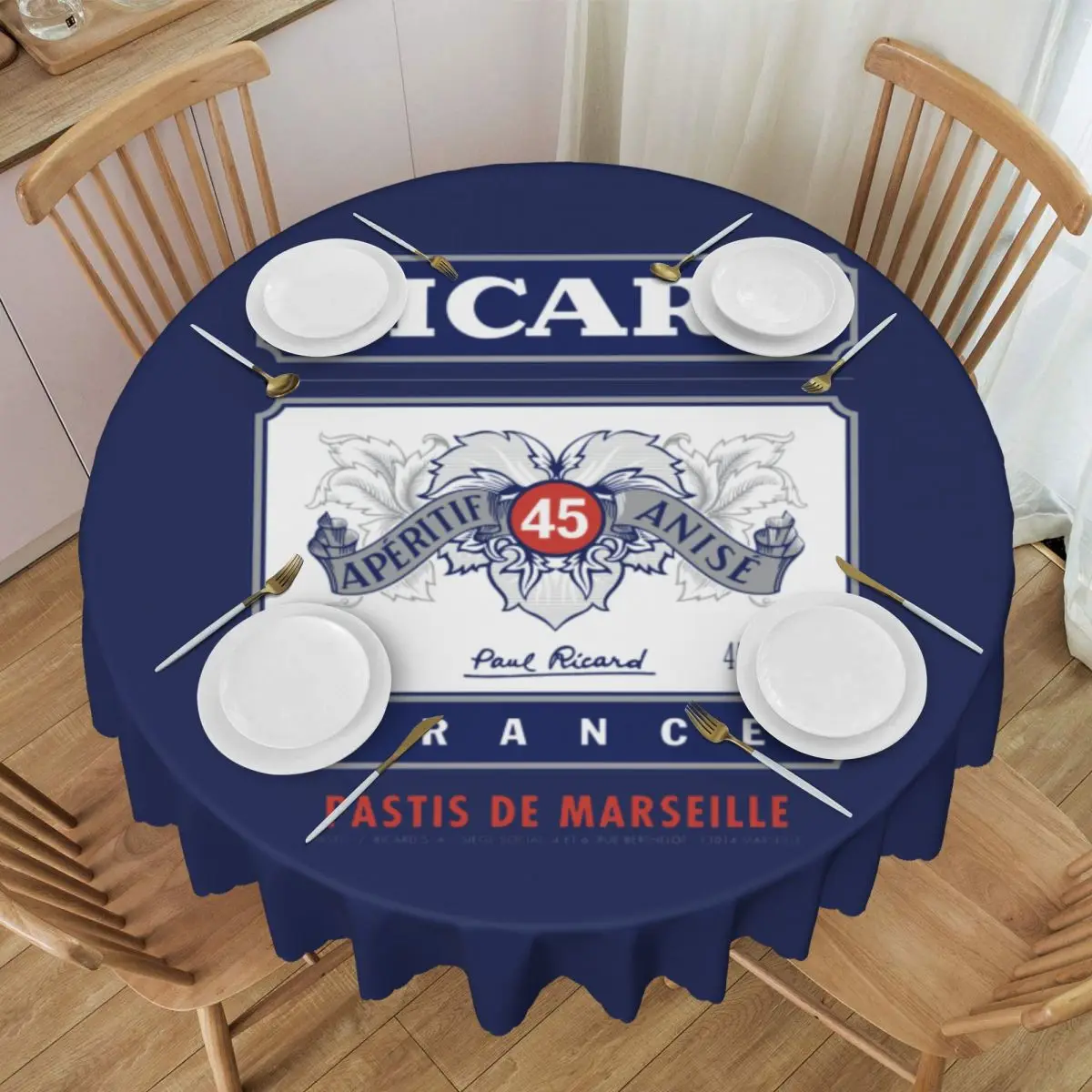 

Rectangular Waterproof Oil-Proof France Ricard Tablecloth Table Cover 40"-44" Fit Table Cloth