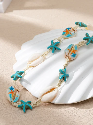 1 шт. модное пляжное богемное ожерелье с ракушками и морскими звездами регулируемое ожерелье для женщин пляжное праздничное Подарочное ювелирное изделие