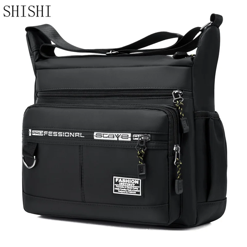 Fashion High Capacity Men Waterproof Shoulder Bags Business Crossbody Bag Male Outdoor Travel Solid Color Zipper Messenger Bags