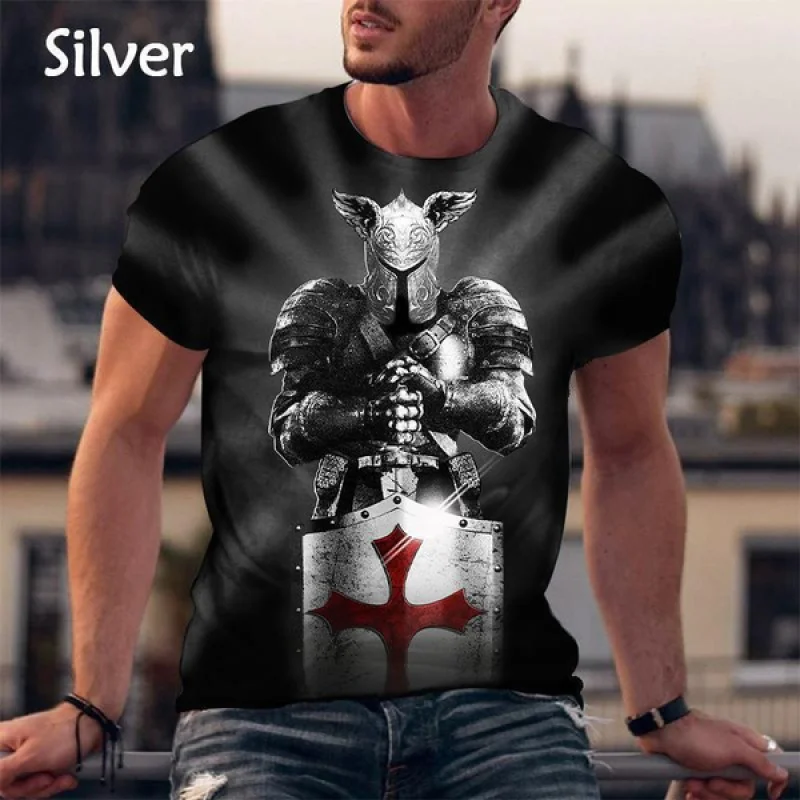 

Футболка мужская с круглым вырезом, крутая уличная тенниска с 3D-принтом рыцаря темплара, майка с короткими рукавами в стиле хип-хоп