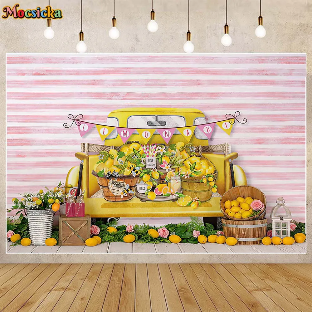 

Mocsicka лимонная тема детский день рождения Фон фотографии розовая и белая полосатая стена ребенок портрет фон фото студия реквизит