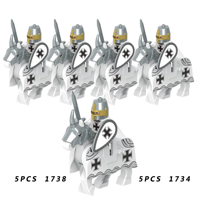

10pcs Medieval Knight Warhorse Model Building Blocks Compatible Warrior Soldier Action Figure Series Bricks Kids Toys