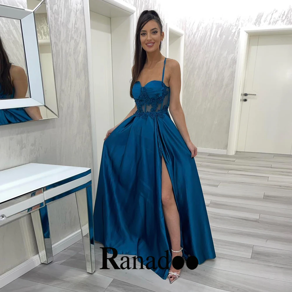 

Ranadoo 2023 Evening Gowns For Women Dress Aline Sweetheart Split Spaghetti Strap LaceUp Satin Floor-Length Robe De Soirée