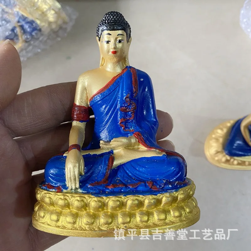 Статуя Будды из сплава окрашенная в тибетском стиле Маншу Сакьямуни украшение