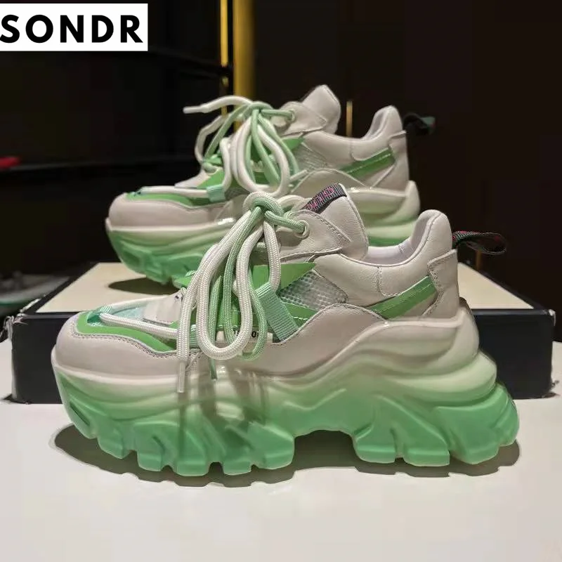 

Европейская станция, обувь на платформе, новинка 2022, дышащая сетчатая, модная, Повседневная, Спортивная, высокая Папина обувь для дам