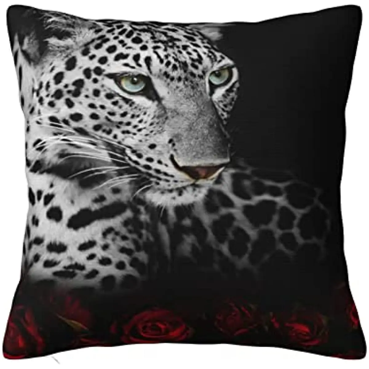 

Leopard Red Rose Throw Pillow Cover Case African Safari Animals Decorative Pillowcase Cushion Livingroom