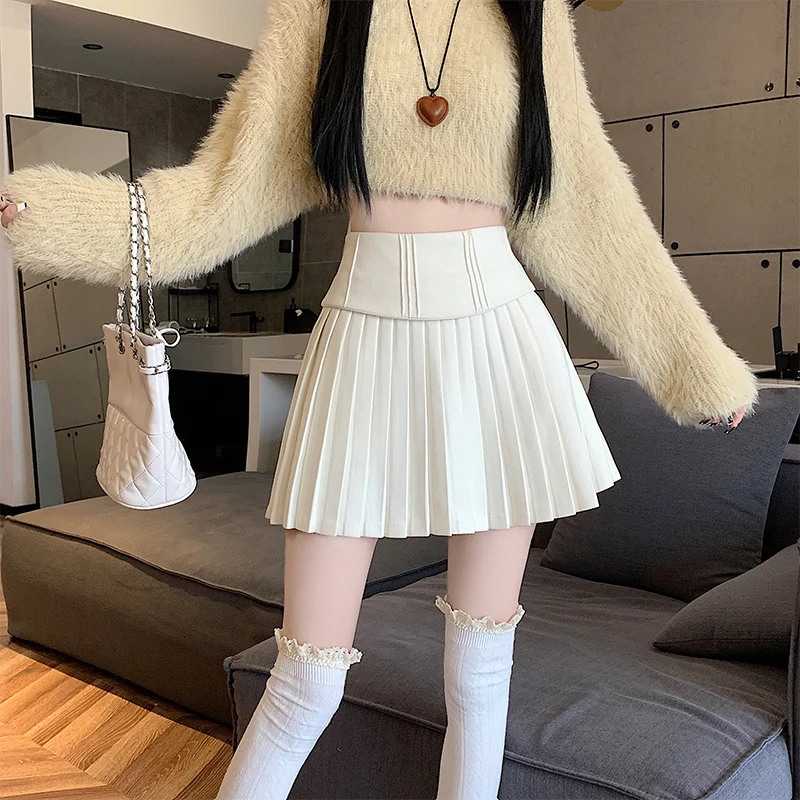 Женская винтажная плиссированная юбка повседневная шерстяная с высокой талией в