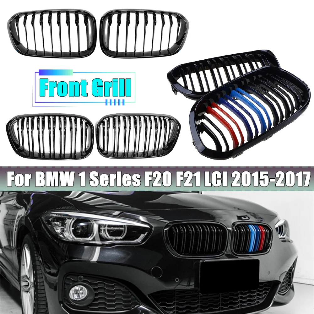 

Car Front Bumper Grilles Kidney Racing Grill Dual Slat For BMW 1 Series F20 F21 LCI 120i 118i 116i 116D M135i M140i 2015-2017