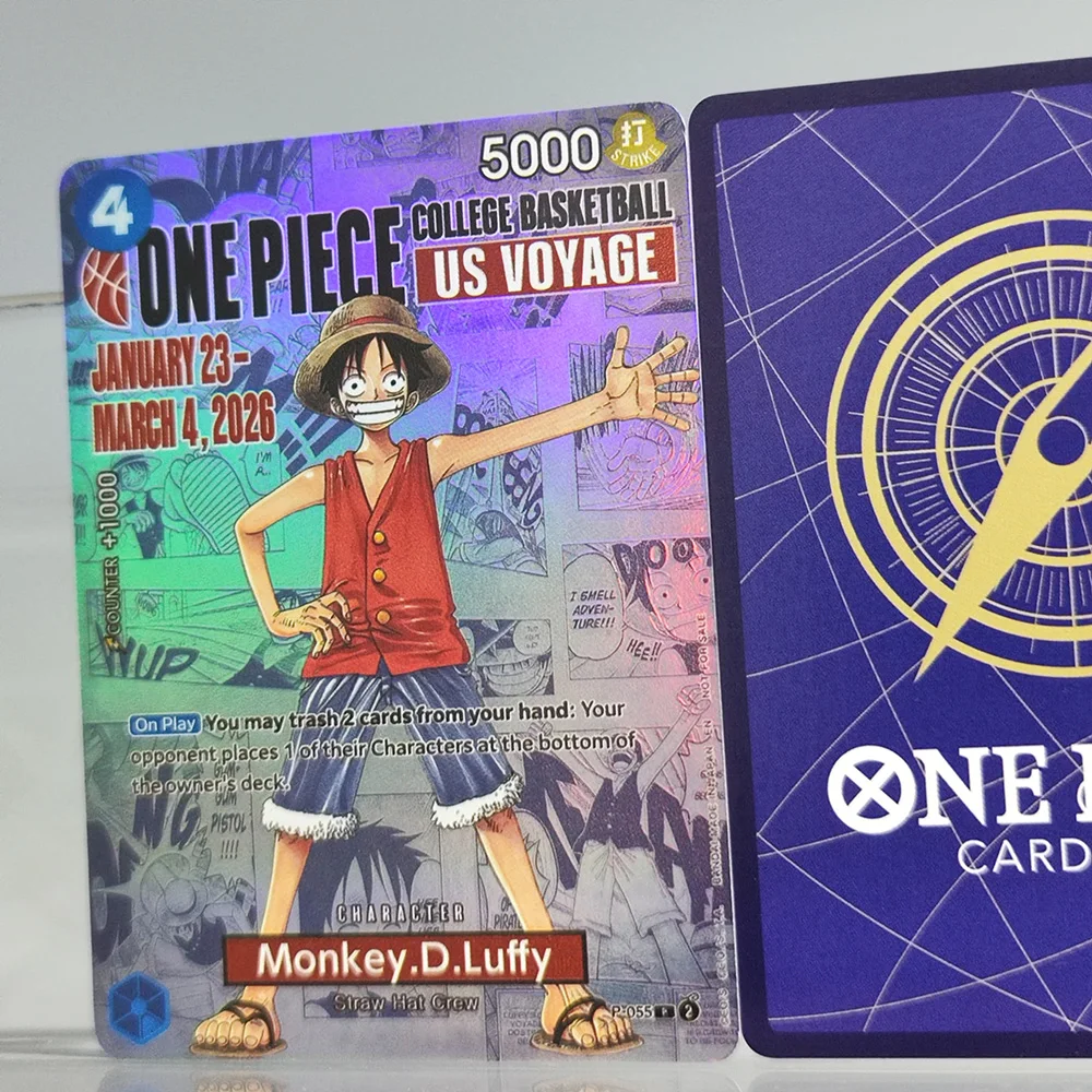 Фото Коллекционная промо-карта-игрушка Self Made Proxy One Piece OPCG English Luffy P-055 College Basketball US Voyage Game Collection №3