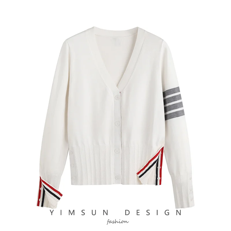 

Autumn new college style tbb women's short coat v-neck slim sweater cardigan