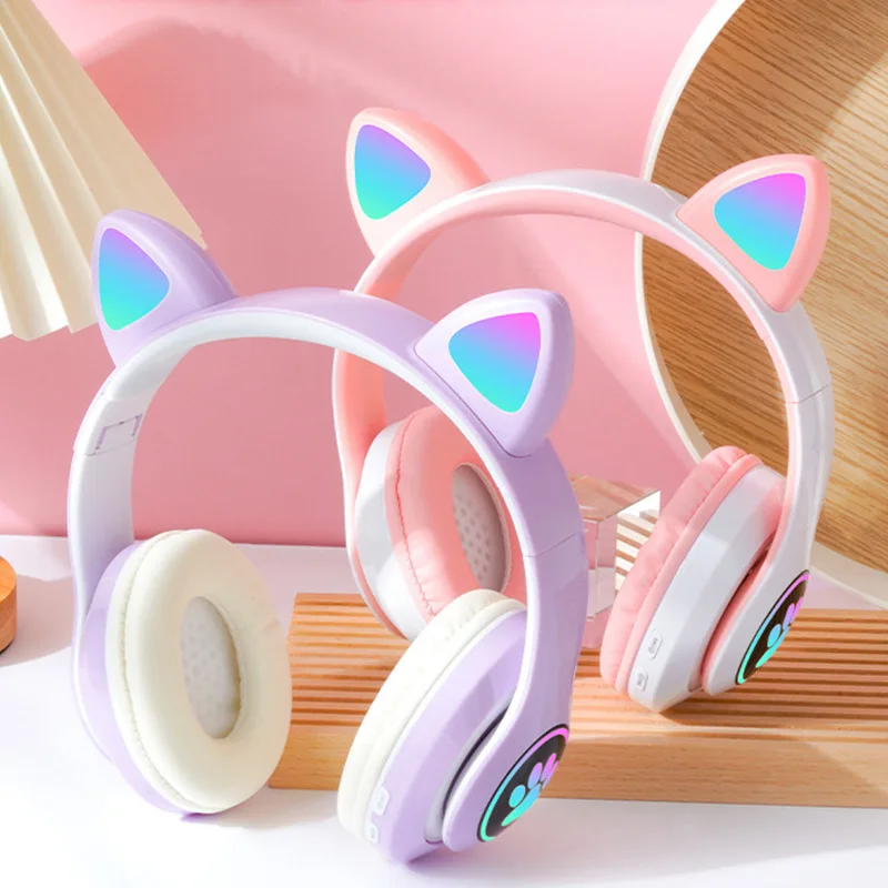 

Cute Luminous Cat Ears Bluetooth Headphones Kawaii Cat Claw Cool Wireless Headset for Xiaomi IPhone Samsung Smartphone Tablet PC