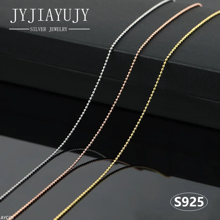 

JYJIAYUJY 100% Sterling Silver S925 Chains Necklace 1MM Beads Shape Fashion Daily Trendy Hypoallergenic Fine Jewelry Gift AYC05