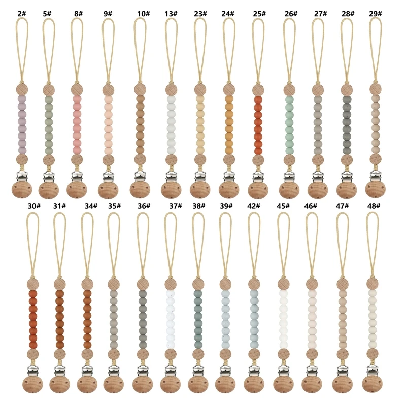 

Wood Pacifier Clips Teething Chain Baby Teether Eco-friendly Clips Holder