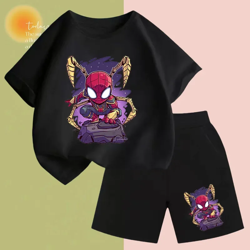Комплект Детской Футболки И Шорт Marvel Spider-Man — Летняя Повседневная Спортивная
