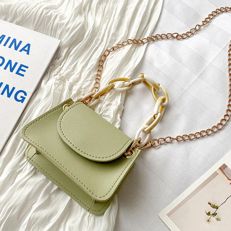 

Новая модная женская текстурированная мини-сумка, однотонная сумка через плечо с цепочкой, простая Классическая косметичка, маленькая ежед...