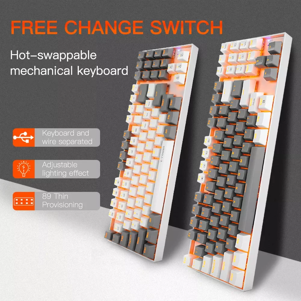 

HUO JI E-YOOSO Z-13 Mechanical Keyboard LED Backlit 89 Keys Wired Hot Swap Portable Gaming Keyboard for Laptop Computer PC Gamer