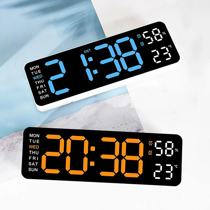 Цифровые настенные часы большие электронные с регулируемой яркостью