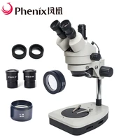 phenix zoom ratio 3 5x 90x stereo trinocular dissecting microscope with dual led light professional metal material