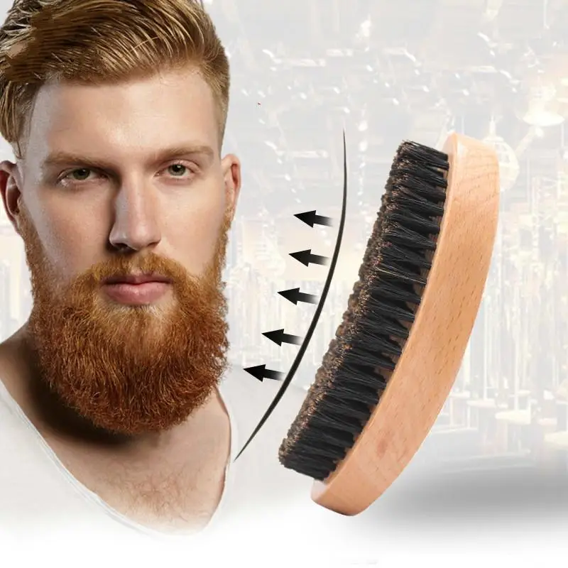 

Men Hair Brush Boar Bristle Beard Comb Straightener Mustache Styling Shaping Tool