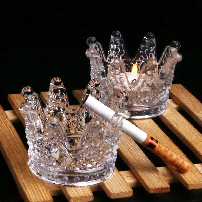 

Creative Ashtray Crystal Glass Ashtray Home Jewelry Holder Nail Crown Pearl Pen Holder Candle Holder Ornament Cigar Ashtray