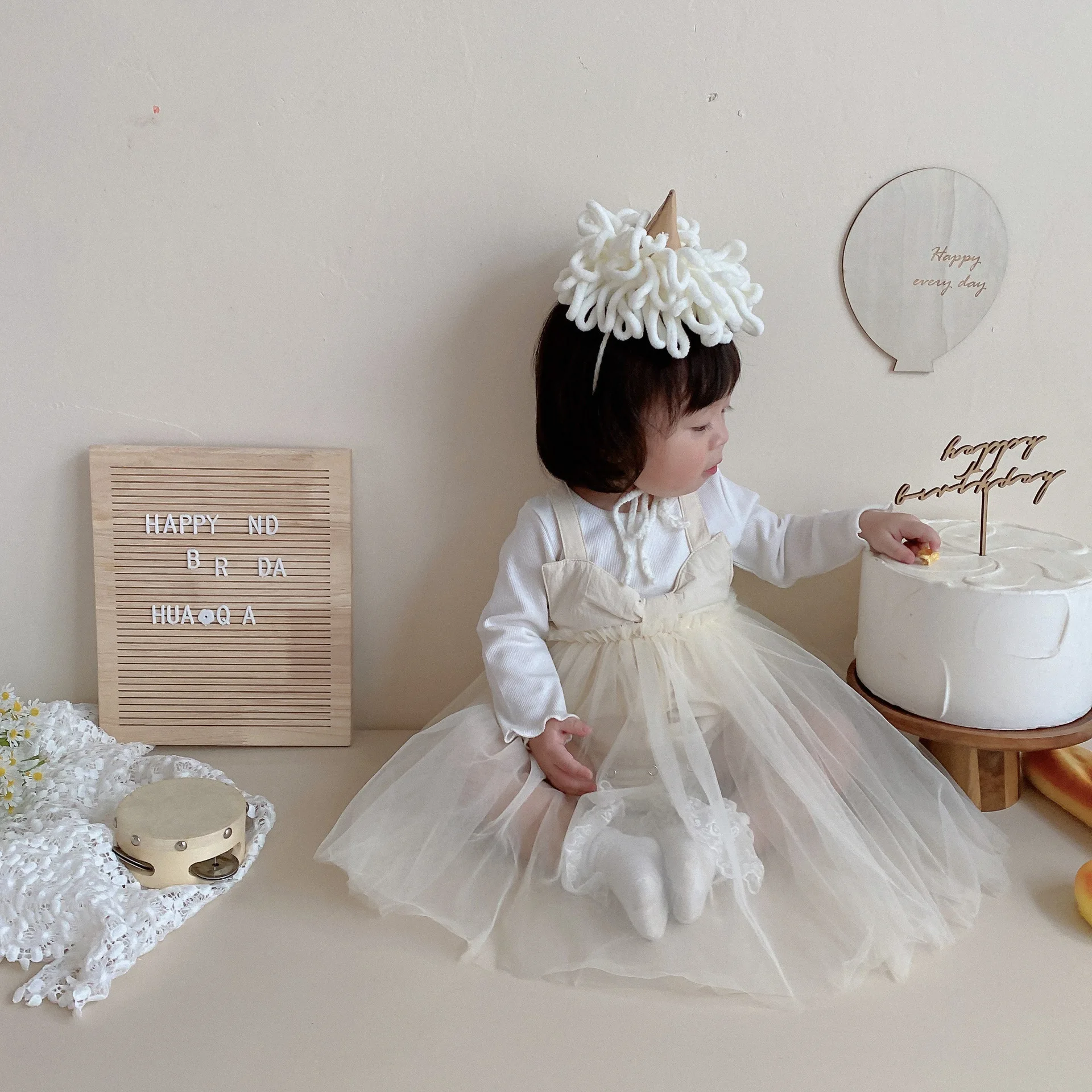 

Baby Girl Lace Dresses Korean Skirt Fairy Princess Cute Lovely Sweet Dress Baby Skirt Spring and Autumn Newborn Baby Rompers