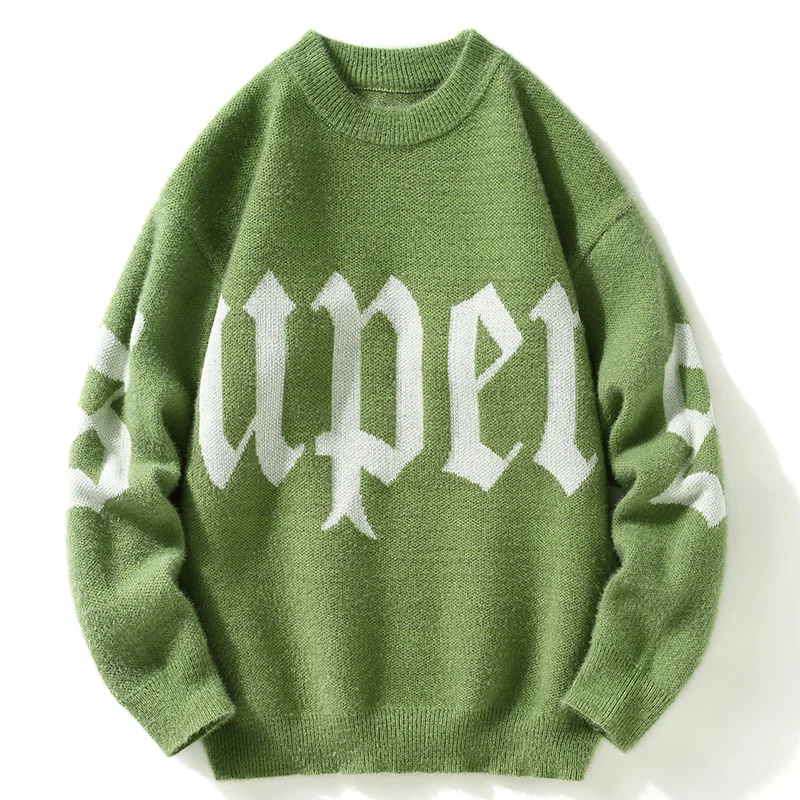 Hip Hop Sweater Y2K Vintage Knitted Punk Streetwear Jumpers Sweater Men Women Harajuku Fashion Pullovers O Neck Sweater Pulls