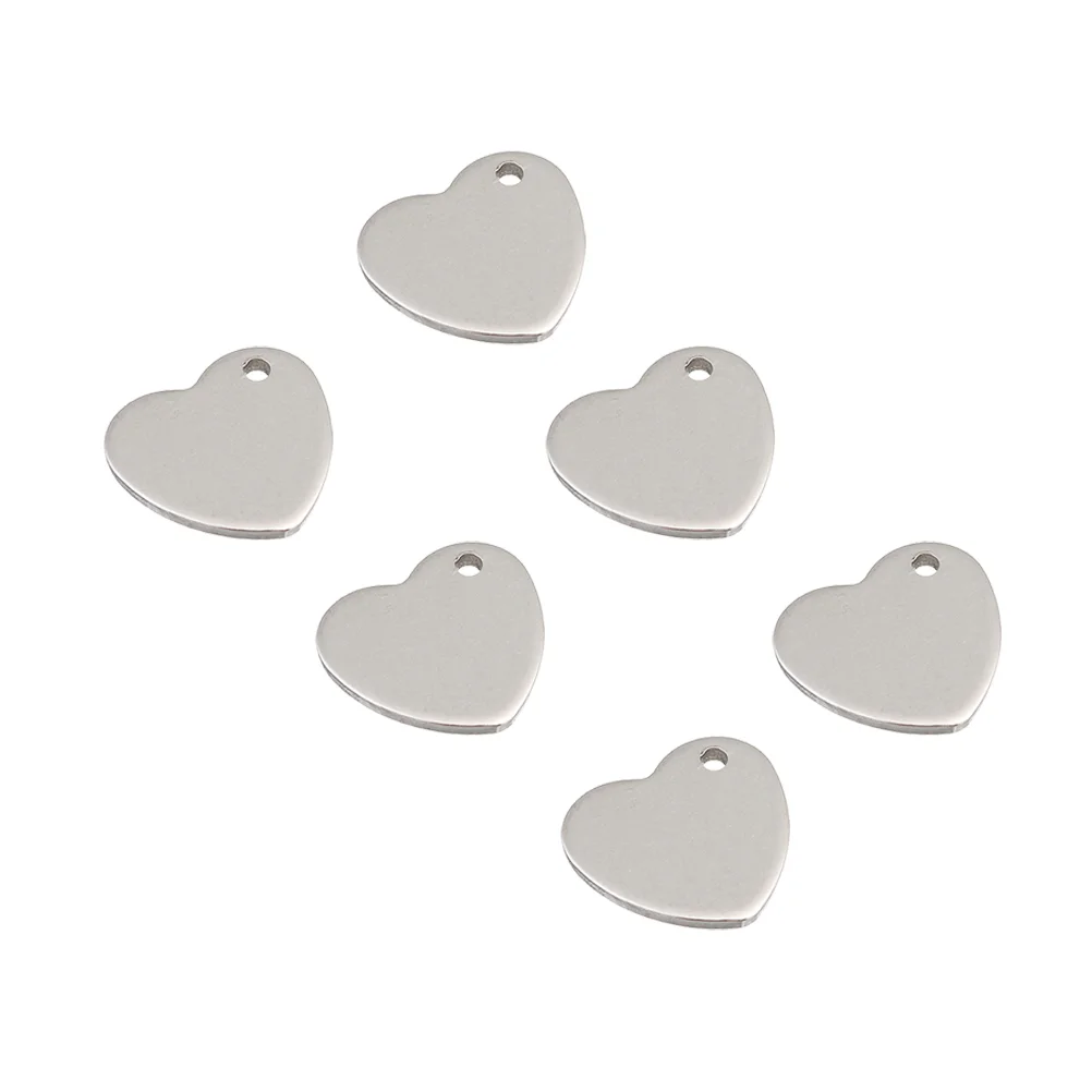 

50pcs Necklace Fashion Creative Heart Shaped Stainless Steel Pendant Accessories Charm for Ladies