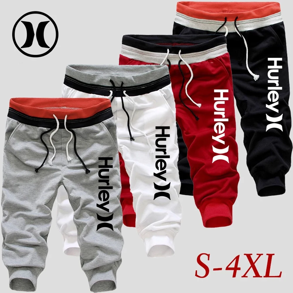 

Men Cropped Pants Jogging Basketball Pants Man Loose Sport Shorts Outdoor Running Sweatpants Casual Double Rope Cropped Trousers