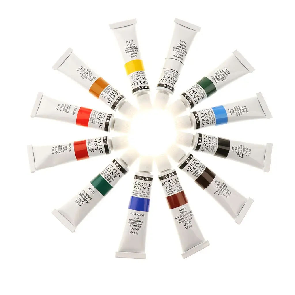 

12 Colors 12ML Tubes Acrylic Paint Set Color Art Painting Paint for Kids DIY