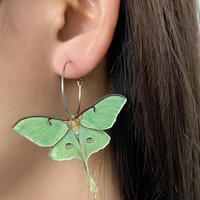 2022 new european and american fashion simple acrylic green butterfly moth earrings womens high sense of personality earrings