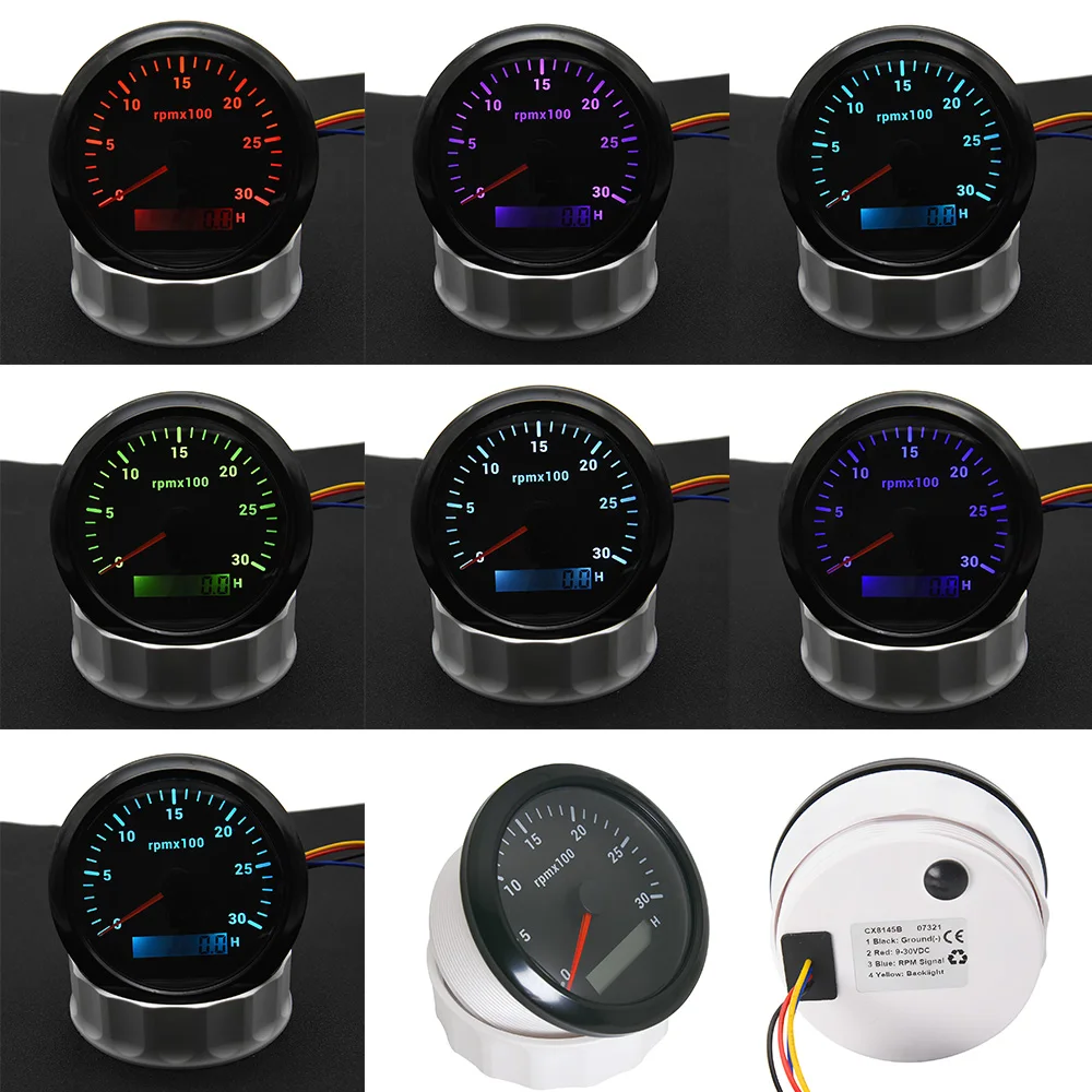 85MM Diesel Engine Tachometer Sensor RPM Gauge REV Counter 0-3000RPM with Digital Hourmeter 7 Color Backlight Optional 12V 24V | Автомобили