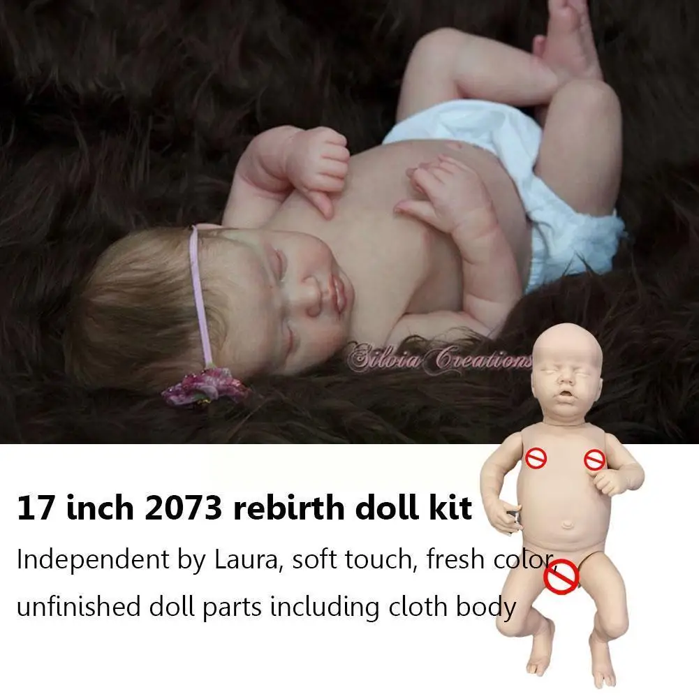 

17inch Reborn Dolls Kit Indie By Laura Soft Touchfresh With Silicone Unfinished Included Body Parts Color Dolls X0x1
