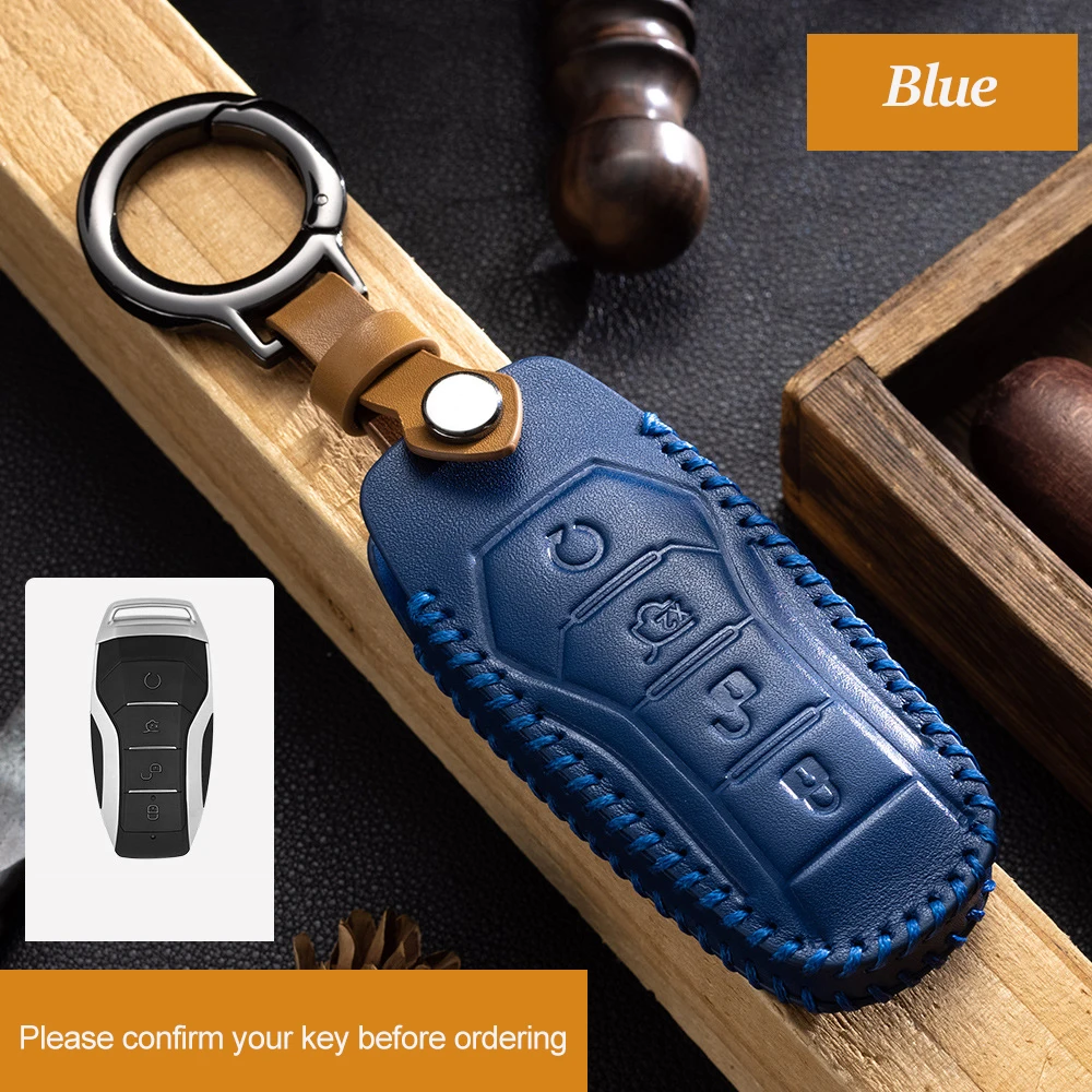 

Genuine Leather Car Key Case Cover Fob Shell for BYD EA1 Han EV Qin Song Plus Dmi Yuan Plus Tang Atto 3 EV Alcantara