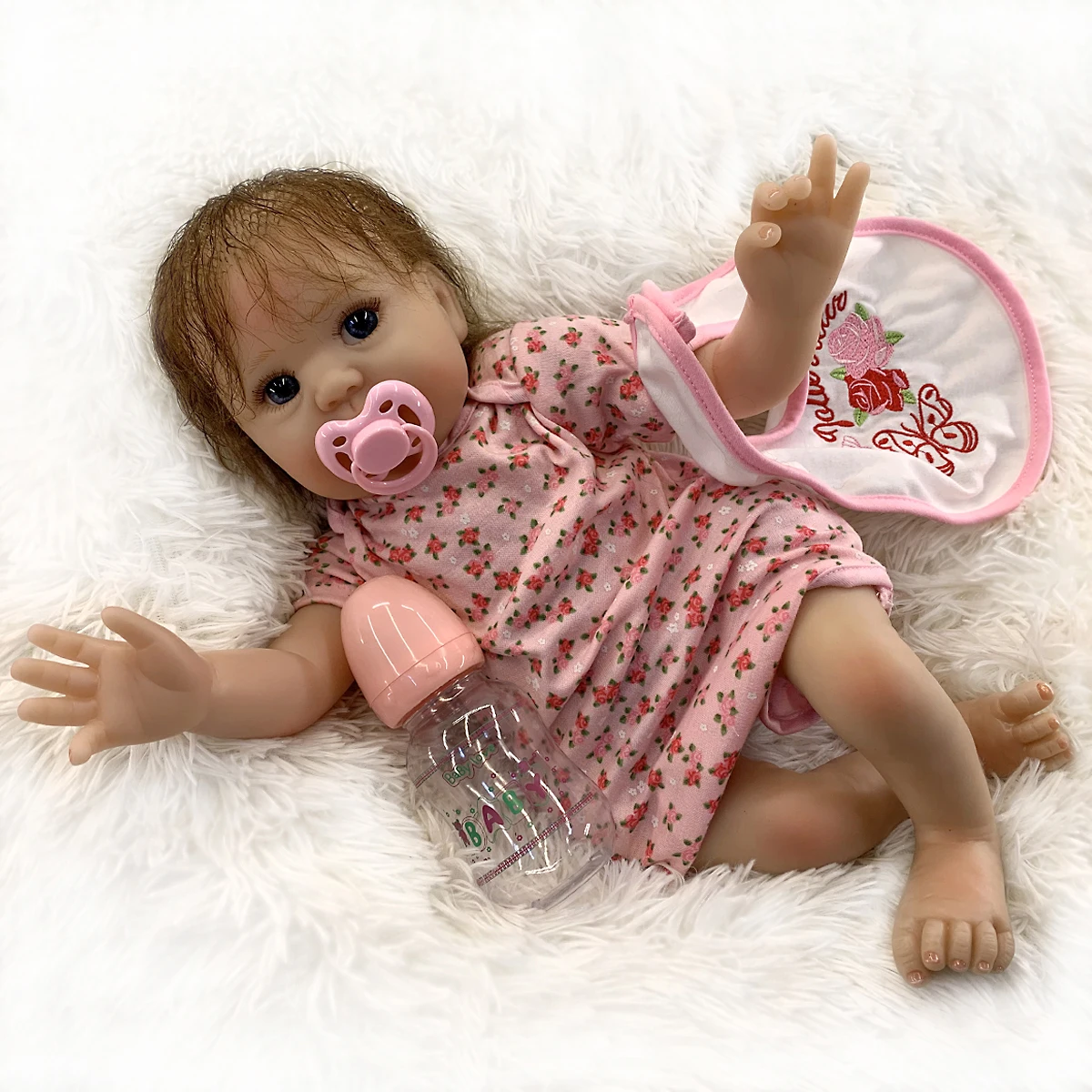 

Saskia 18 Inch Handmade Bebe Newborn Doll Painted Lifelike Reborn Doll With Two kinds Of clothes for choose