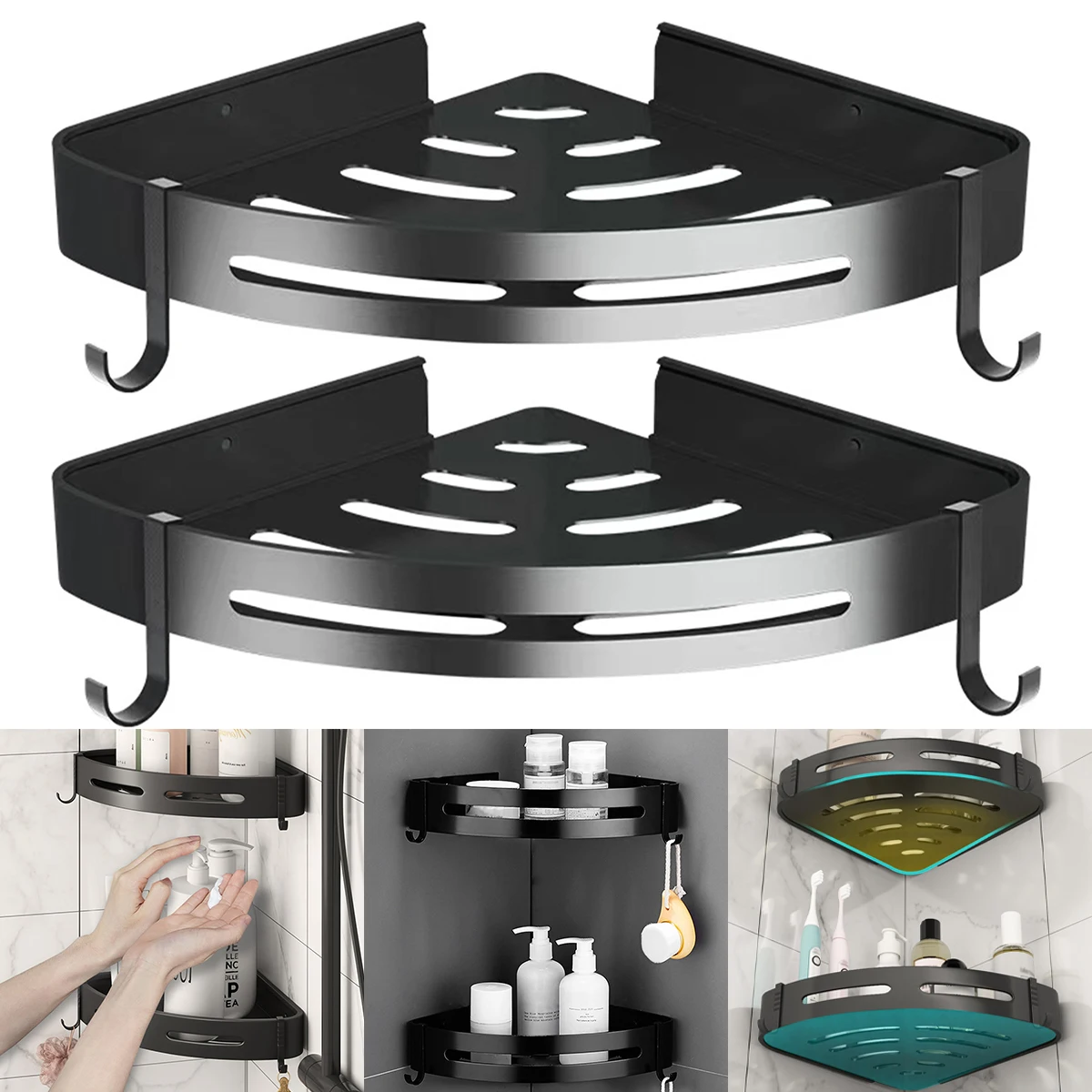 

Угловая полка для душа, 2 шт., угловая полка для душа, из нержавеющей стали, полка для хранения в ванной комнате, стеллаж настенный, нержавеющи...