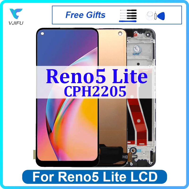 ЖК-дисплей 6,43 дюйма для OPPO Reno5 Lite CPH2205, сенсорный экран для OPPO Reno 5 облегченный дигитайзер, в сборе, замена, ремонт телефона