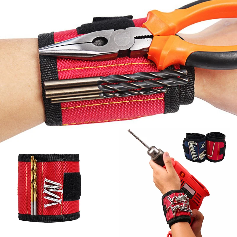 

5 Magnetic Wristband Portable Tool Magnet Electrician Wrist Tool Belt Screws Nails Drill Bits Bracelet For Repair Assist Tool